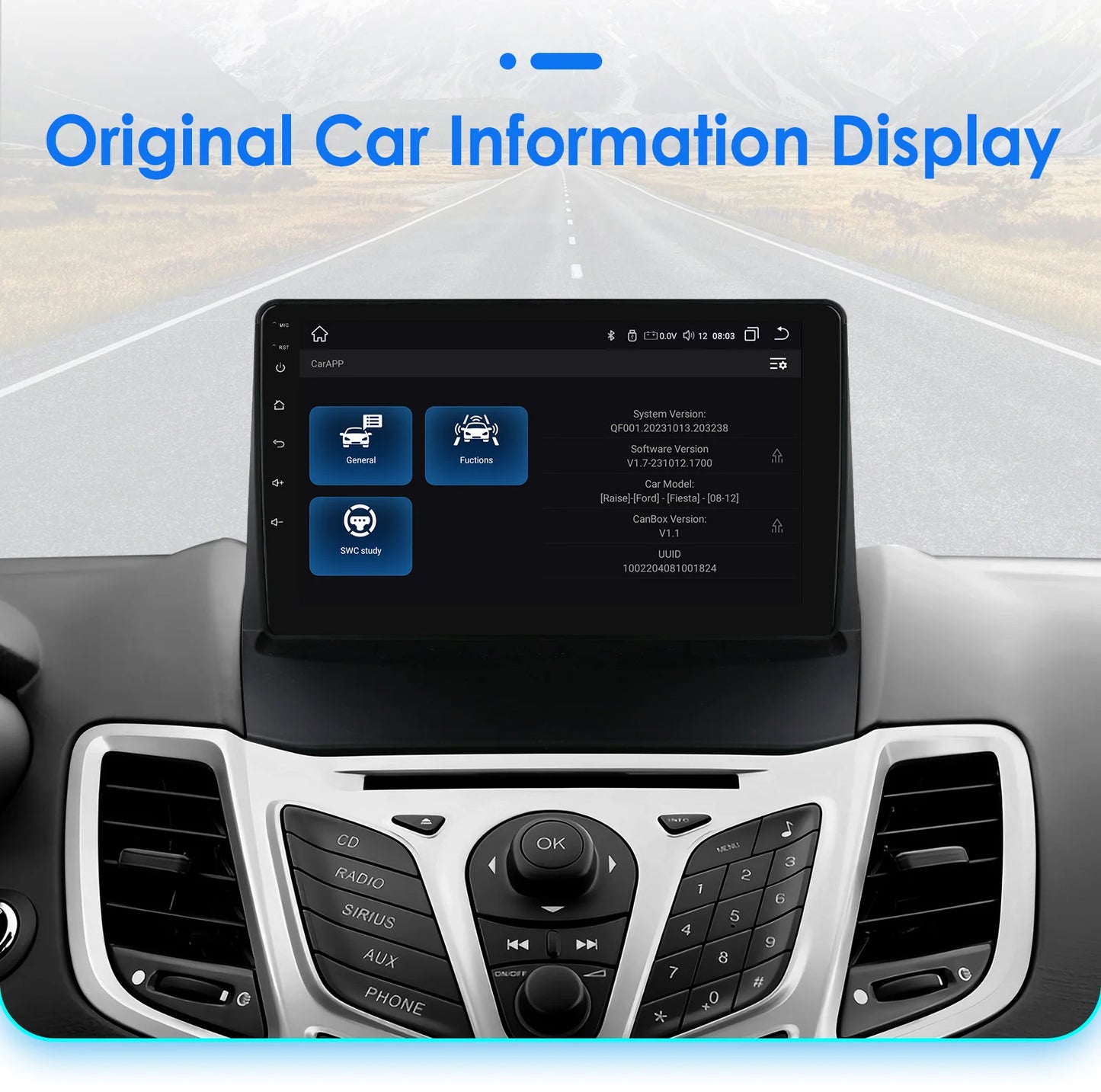 Autoradio 2 DIN Android avec CarPlay pour Ford Fiesta (2009–2017) – Lecteur Multimédia, Écran Intelligent, GPS, Navigation, RDS