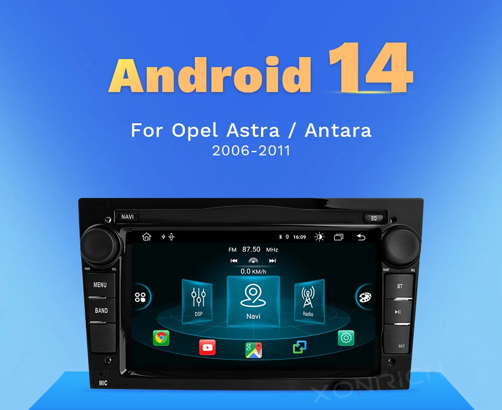 Autoradio Android 14 CarPlay sans fil Compatible avec Opel Astra / Vectra / Corsa / Zafira / Antara / Vivaro