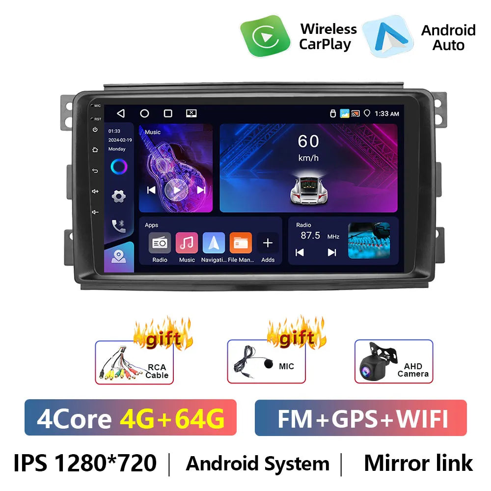 Autoradio sans fil Podofo CarPlay pour Smart Fortwo (Autoradio sans fil Podofo CarPlay pour Smart Fortwo 451 (2005-2015)