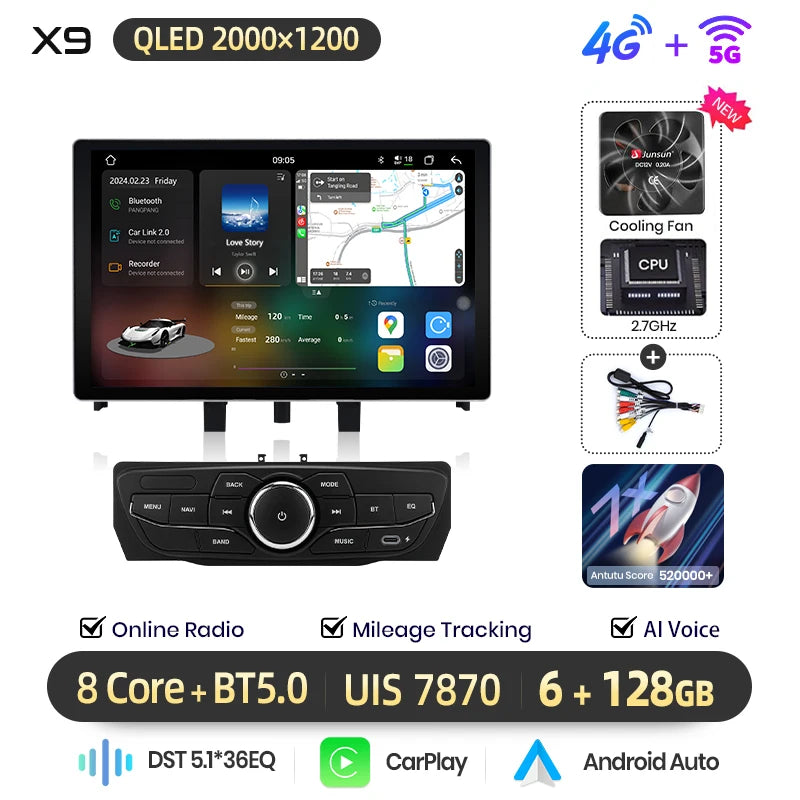 Autoradio Carplay Androidauto pour Renault Mégane 3 / Fluence / Samsung SM3 (2008–2014)