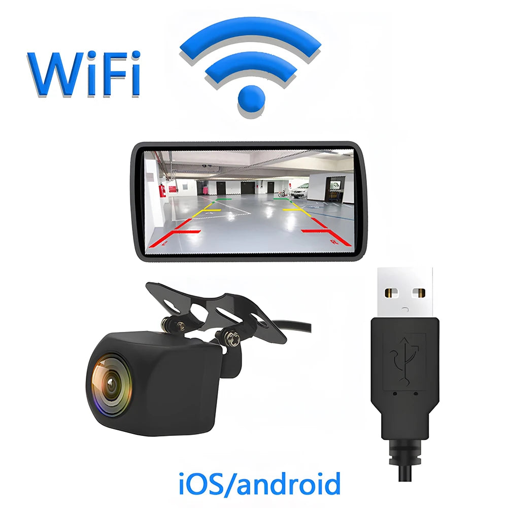 Caméra de Recul Sans Fil 1080P pour Voiture – Vision Nocturne HD, Grand Angle 170°, WiFi Compatible iPhone & Android, Alimentation 12V/24V