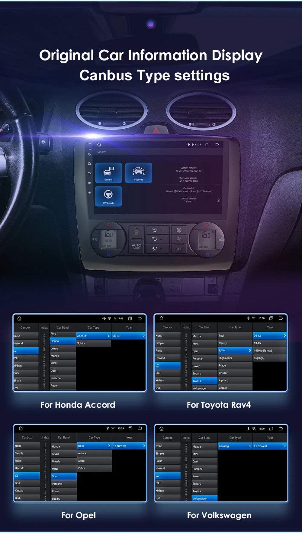 utoradio Android 9" Hizpo 2DIN avec GPS, Bluetooth, 4G, RDS, DSP, SWC et CarPlay – Compatible Ford Focus 2 Mk2 (2004-2011), Processeur UI7862