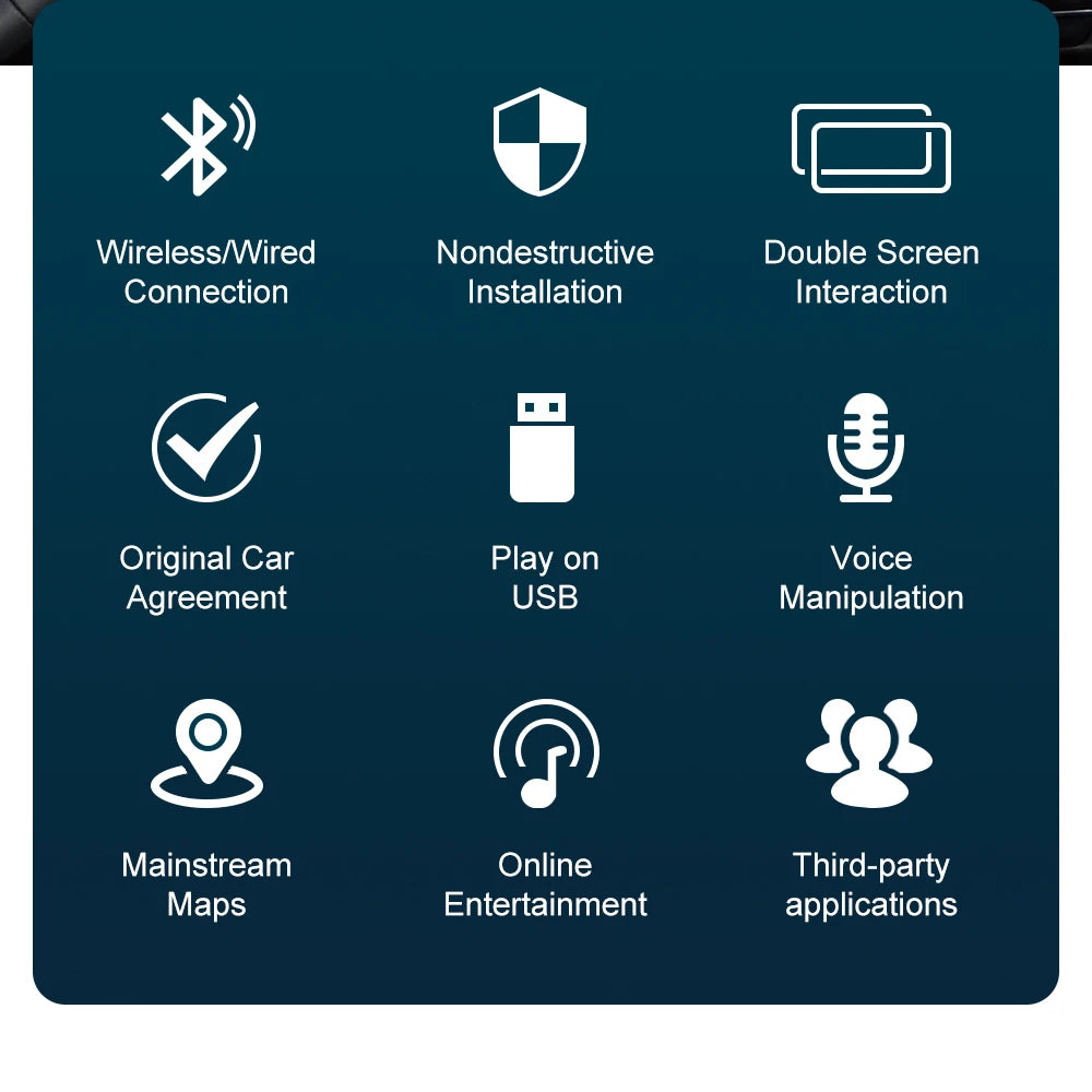 Autoradio écran avec CarPlay et Android Auto sans fil, compatible Audi A1 (2013-2018) et Q3 (2014-2018) – Systèmes RMC et HN+, avec Mirror Link et AirPlay.