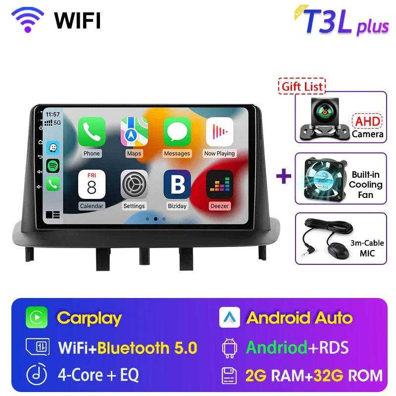 Radio con Carplay y Android Auto para Renault Mégane 3 y Fluence (años 2008 a 2014)