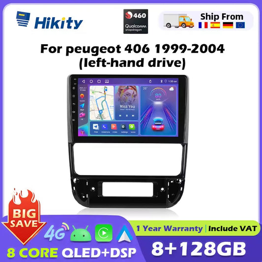 Autoradio Peugeot 406 (1999–2004) – Compatible CarPlay, Android AUto, GPS, FM, multimédia 2DIN