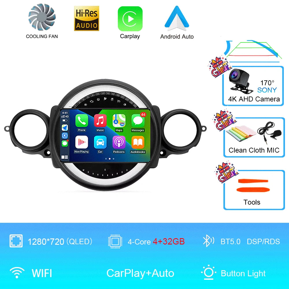 Autoradio Mini Cooper R56/R60/R51 (2006-2015) - GPS, CarPlay, Navigation, Stéréo, DSP, Bluetooth