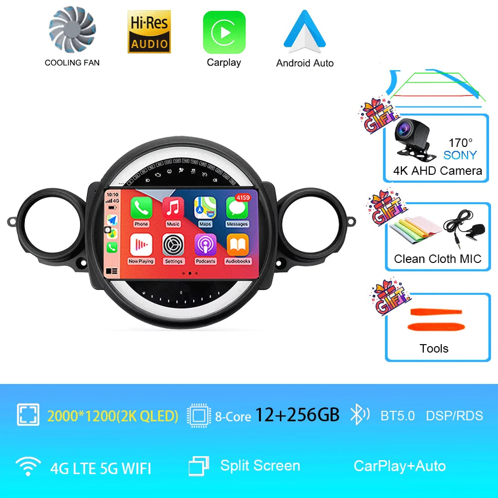 Autoradio Mini Cooper R56/R60/R51 (2006-2015) - GPS, CarPlay, Navigation, Stéréo, DSP, Bluetooth