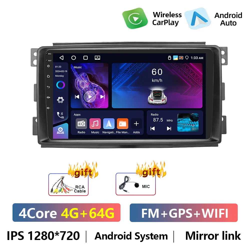 Autoradio sans fil Podofo CarPlay pour Smart Fortwo (Autoradio sans fil Podofo CarPlay pour Smart Fortwo 451 (2005-2015)