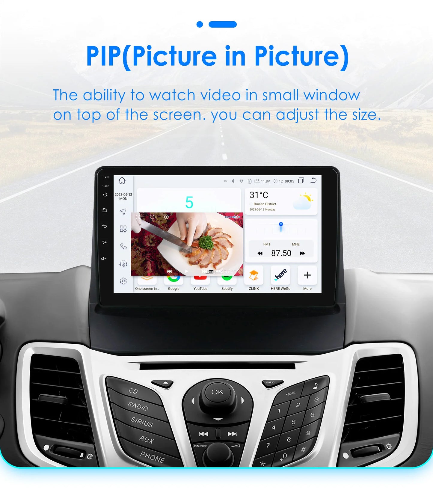 Autoradio 2 DIN Android avec CarPlay pour Ford Fiesta (2009–2017) – Lecteur Multimédia, Écran Intelligent, GPS, Navigation, RDS