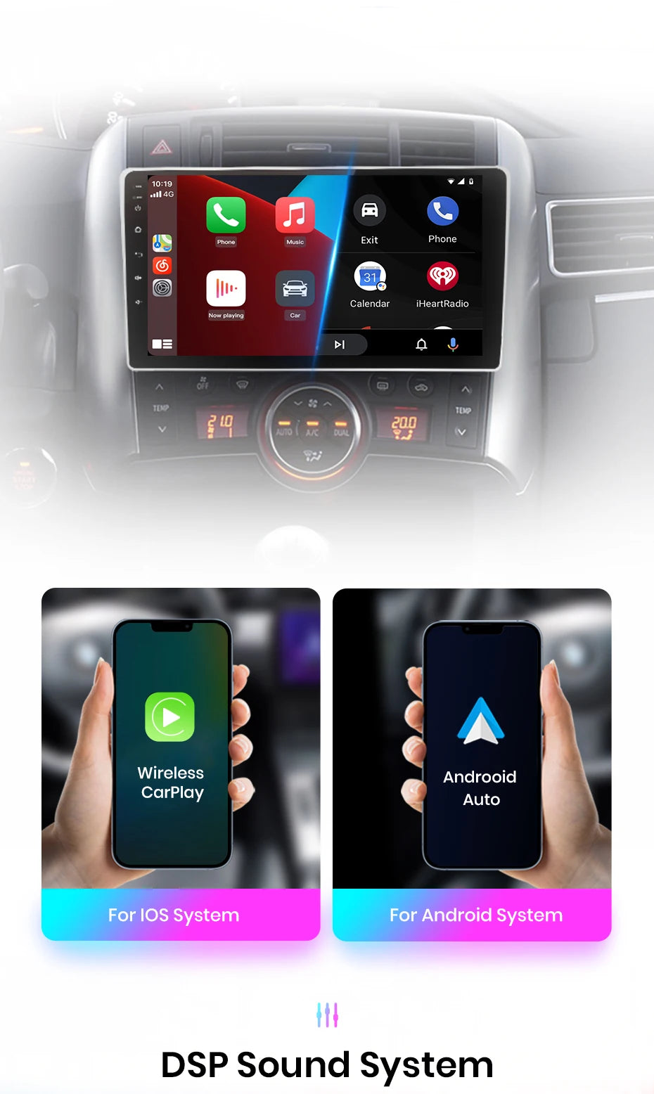 Autoradio CarPlay & Android Auto pour Toyota Verso R20 (2009-2018) Système Multimédia Intelligent avec GPS Intégré