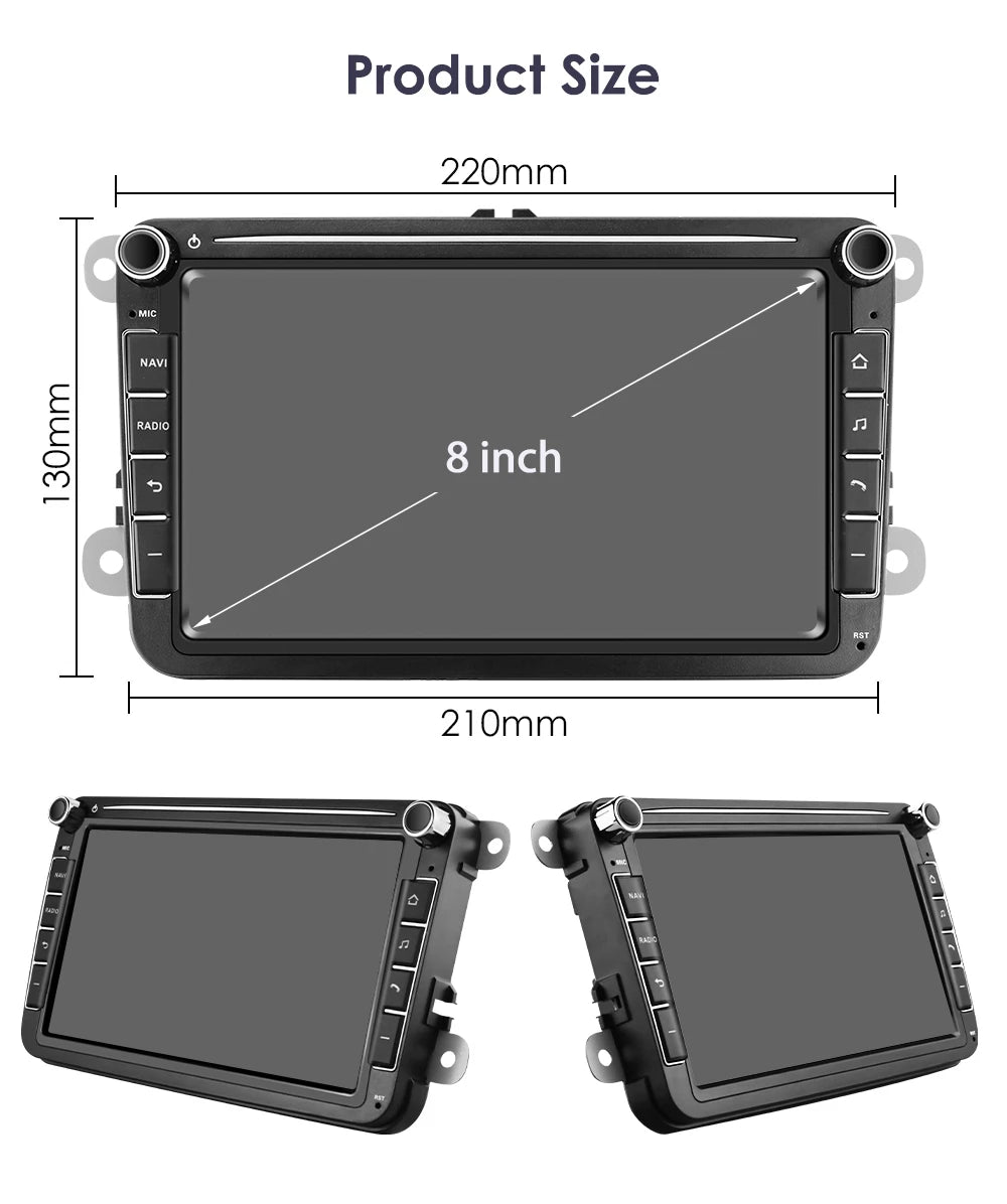 Autoradio Android avec CarPlay et GPS pour VW Caddy, Polo 5, Golf 5/6 Plus, Passat B6, Jetta, Tiguan, Touran, Sharan, Scirocco, Eos et Seat.