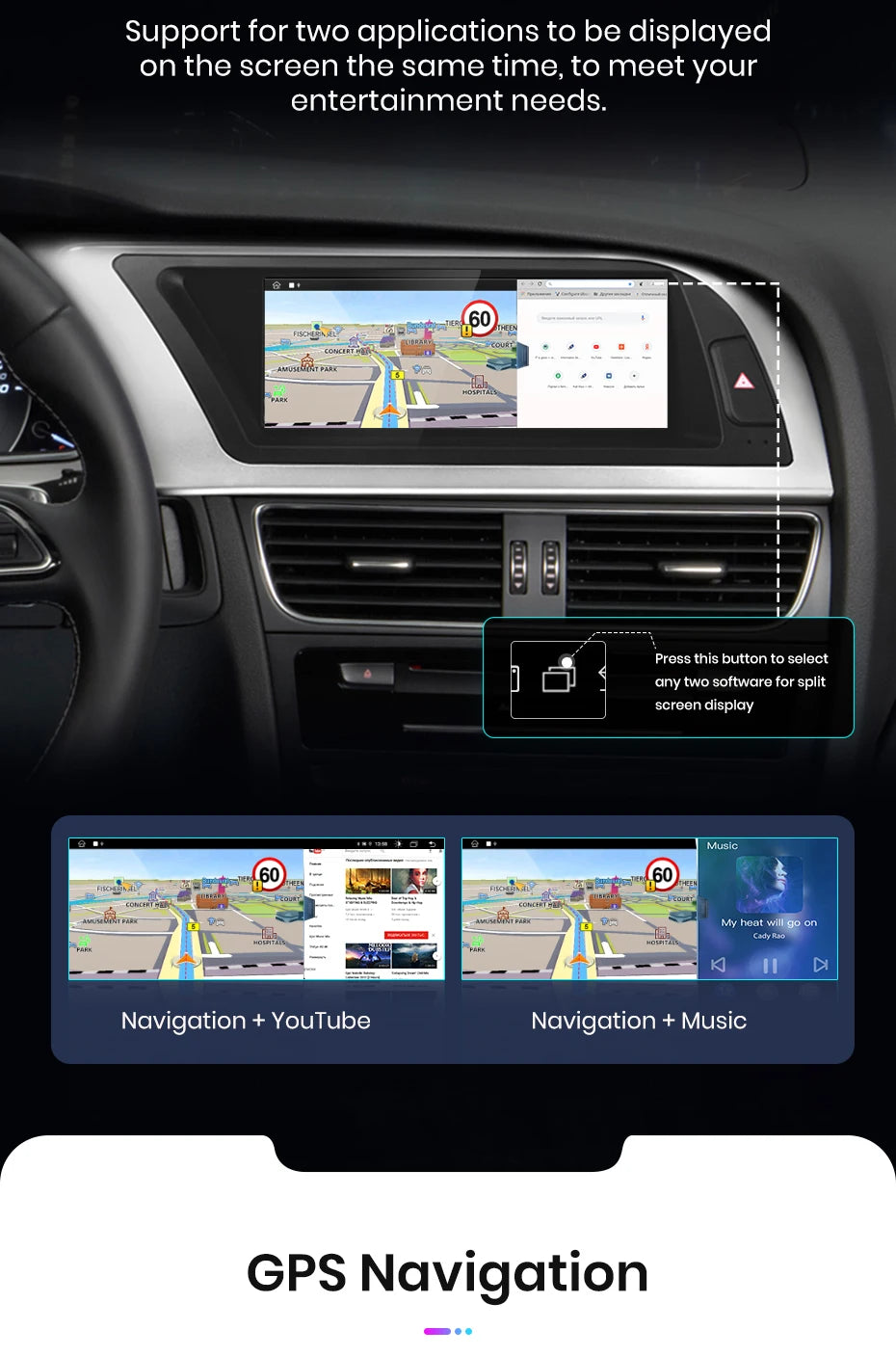 Autoradio multimédia avec CarPlay sans fil Audi A4 / A4L B8 (2009 à 2016) – Compatible Apple CarPlay, Android Auto, Bluetooth, 4G - non compatible audi CD changer