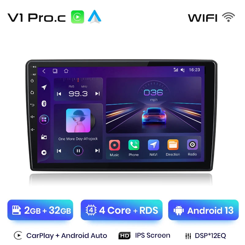 Autoradio CarPlay & Android Auto  9" Android 13 Pour Peugeot 308/308S (2013–2017) | AI Voice | Wireless | GPS | 4G | Double DIN