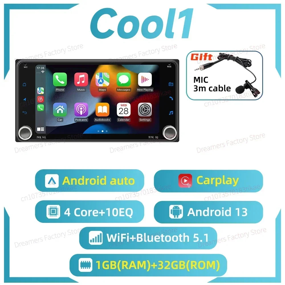 Carplay 2 Din Android Radio MultimediaToyota Celica 2000-2005  GPS Stereo Wifi