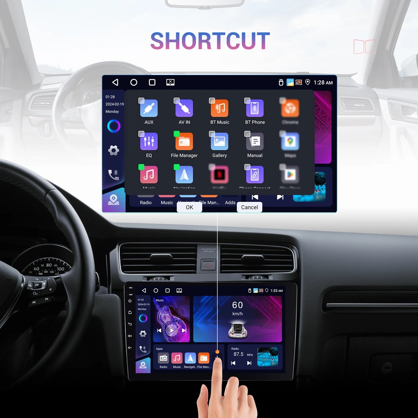 Autoradio sans fil Podofo CarPlay pour Smart Fortwo (Autoradio sans fil Podofo CarPlay pour Smart Fortwo 451 (2005-2015)