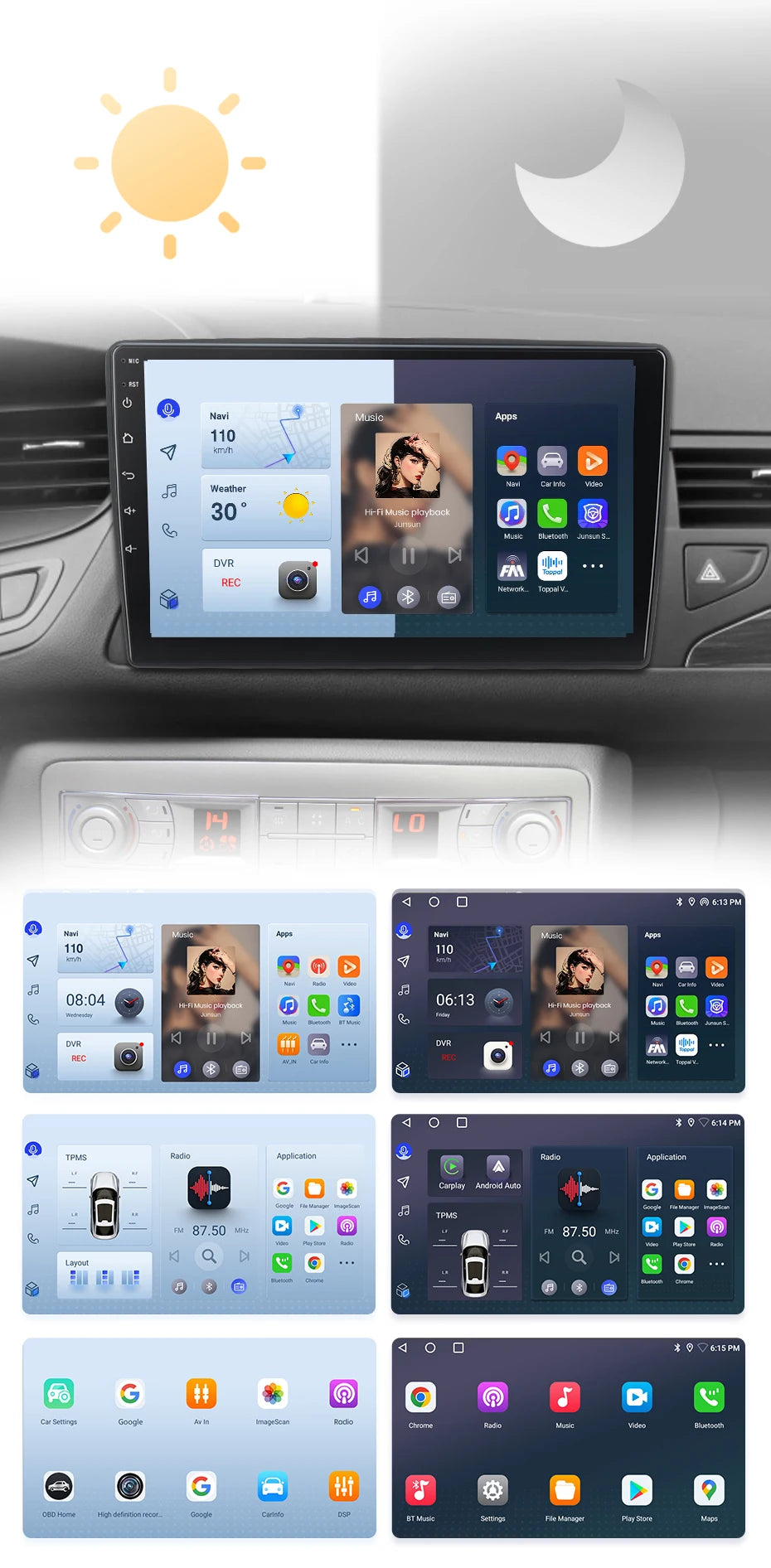 Autoradio sans fil avec CarPlay et Android Auto Citroën C5 (2008-2017), doté de RDS, 4G, Wi-Fi, GPS, double DIN et Bluetooth.