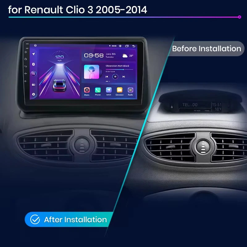 Autoradio CarPlay / Android Auto pour Renault Clio 3 (2005–2014)