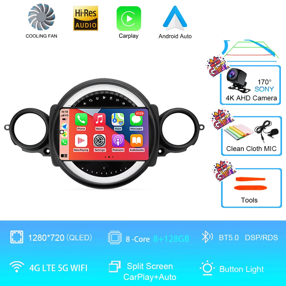Autoradio Mini Cooper R56/R60/R51 (2006-2015) - GPS, CarPlay, Navigation, Stéréo, DSP, Bluetooth