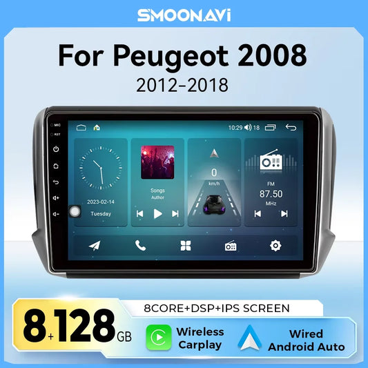 Autoradio Multimédia CarPlay Sans Fil - Peugeot 2008 / 208 (2012 à 2018) – GPS, WiFi, 4G, DSP