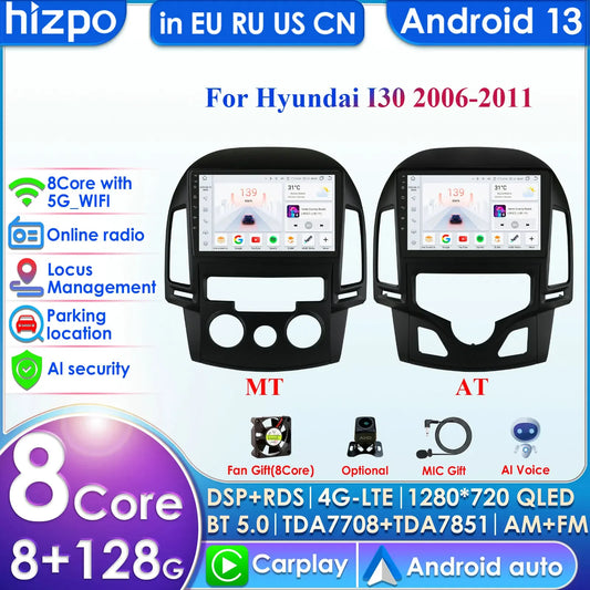 Autoradio Carplay Android 13 Hyundai i30 (2006 - 2011)