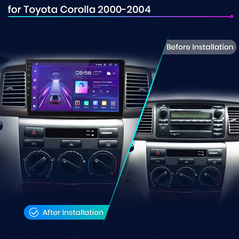Autoradio Toyota Corolla  (2000-2006) avec CarPlay sans fil, Android Auto et GPS.