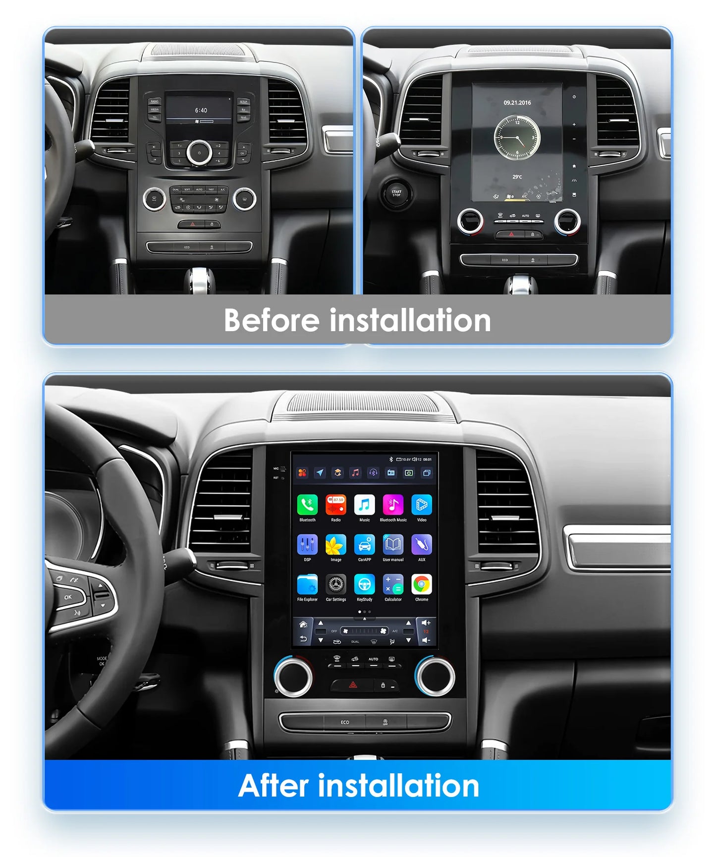 Autoradio CarPlay Renault Koleos, Mégane 4, Samsung SM6, Talisman (2016-2019) — Lecteur multimédia