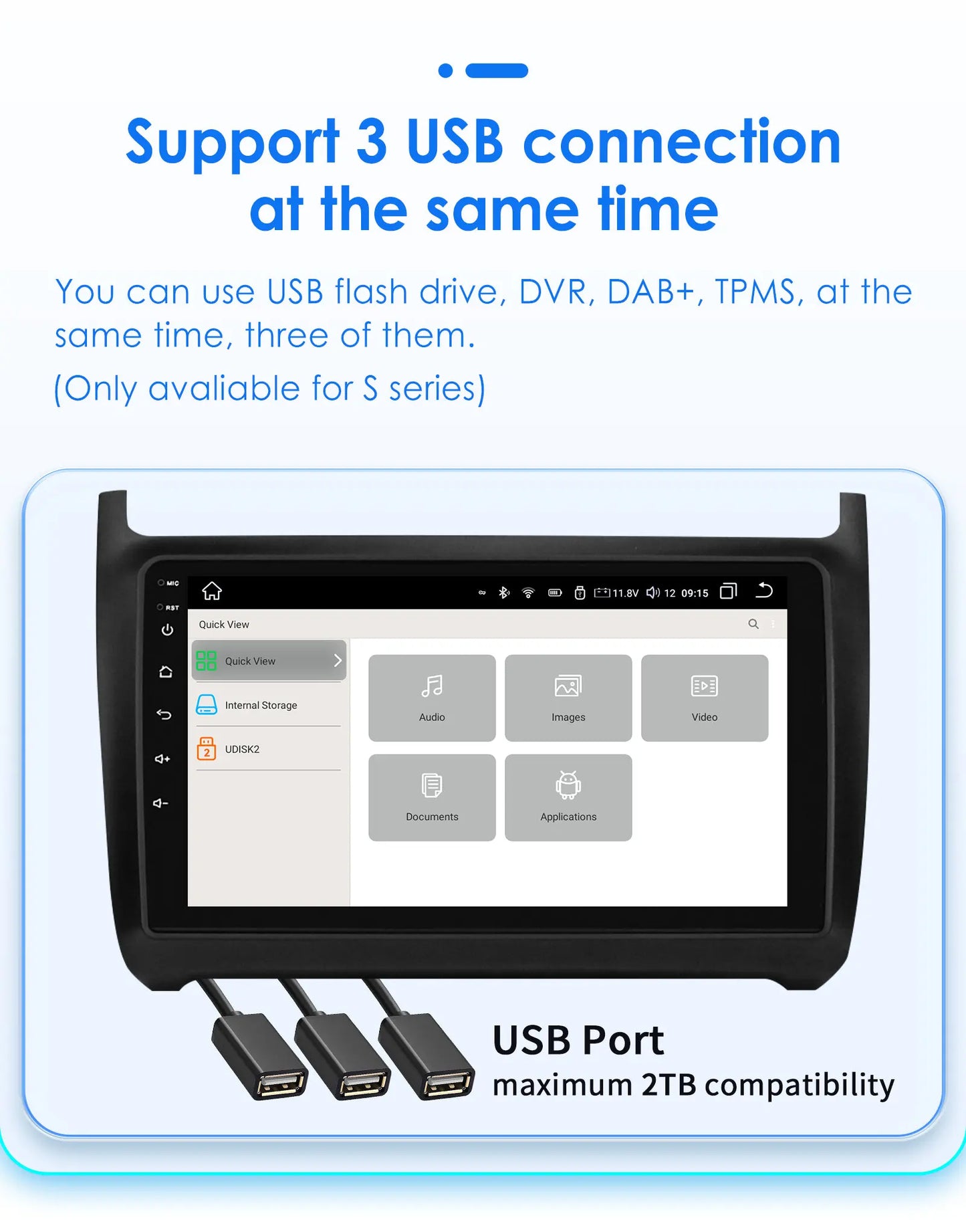 Autoradio CarPlay 2 DIN Android 13 pour Volkswagen Polo 5 (2008–2020)
