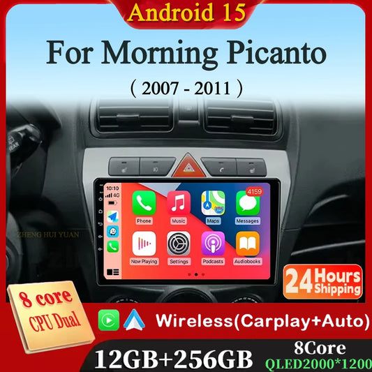 Autoradio Kia Morning / Picanto (2007-2011) Lecteur Vidéo Multimédia avec Écran QLED, CarPlay, 4G et GPS