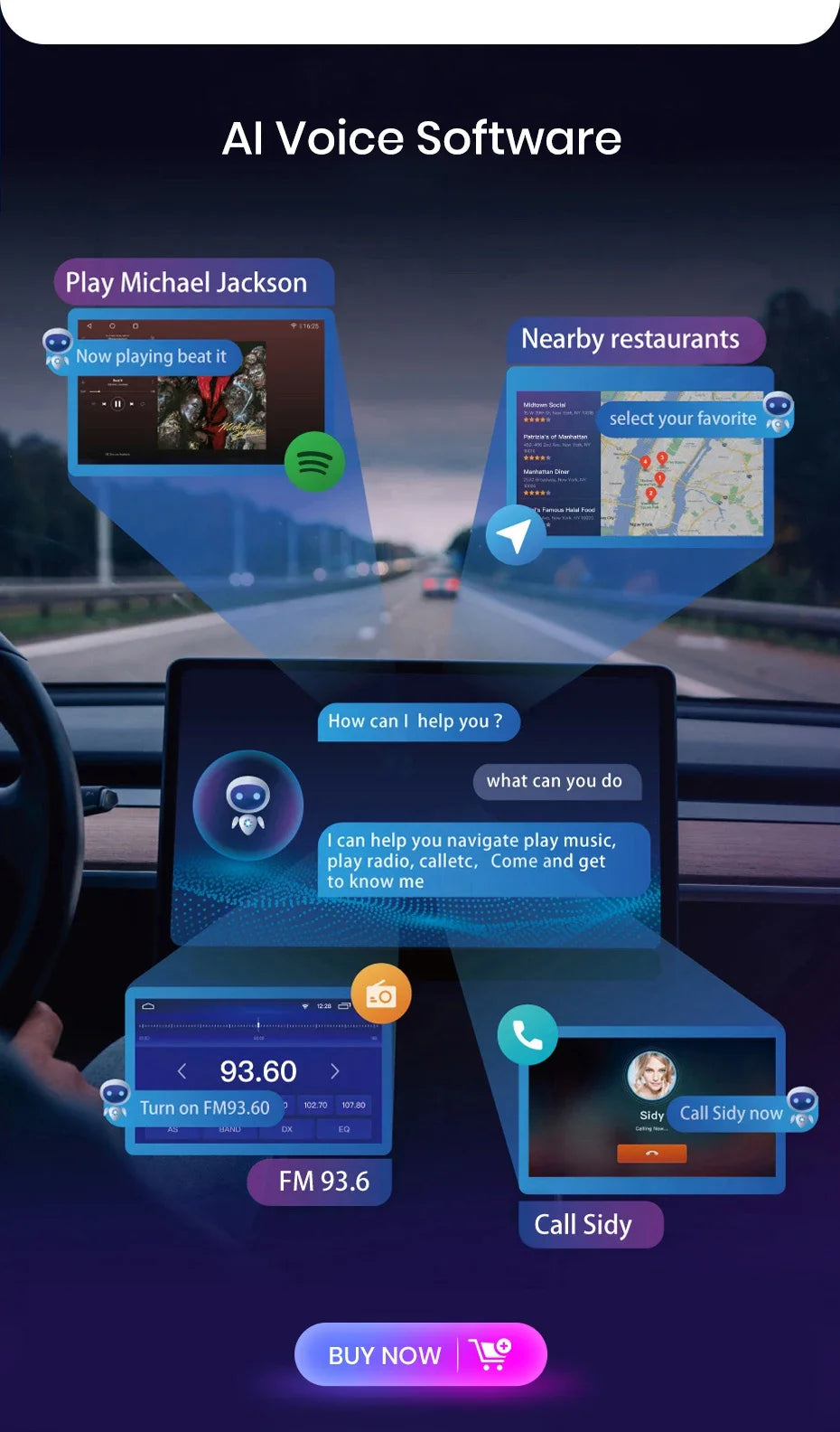 Autoradio CarPlay & Android Auto  9" Android 13 Pour Peugeot 308/308S (2013–2017) | AI Voice | Wireless | GPS | 4G | Double DIN