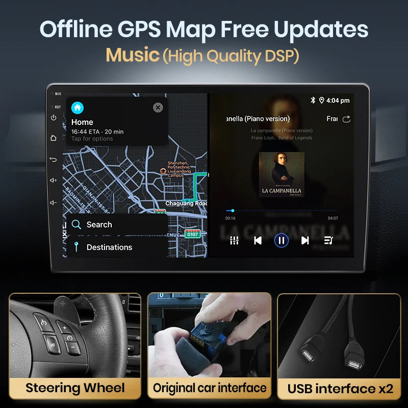 Autoradio sans fil avec CarPlay et Android Auto Citroën C5 (2008-2017), doté de RDS, 4G, Wi-Fi, GPS, double DIN et Bluetooth.