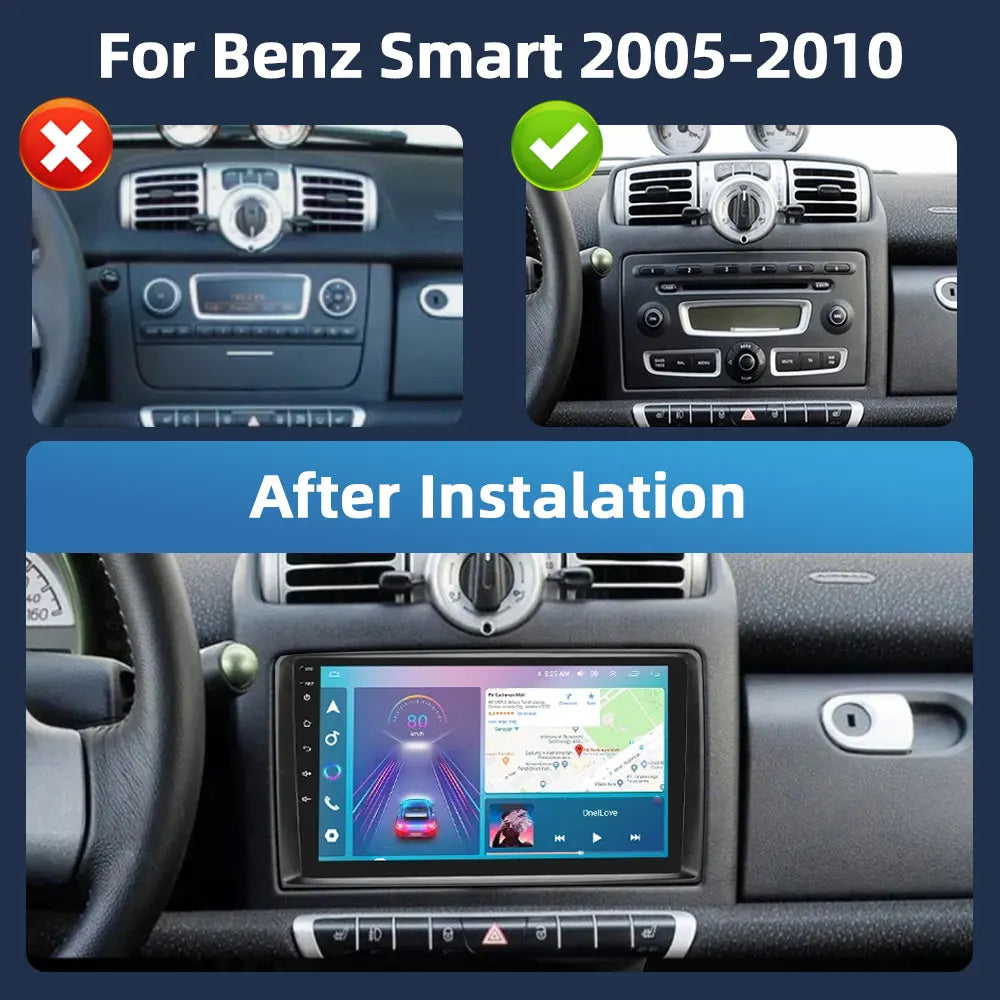 Autoradio sans fil Podofo CarPlay pour Smart Fortwo (Autoradio sans fil Podofo CarPlay pour Smart Fortwo 451 (2005-2015)