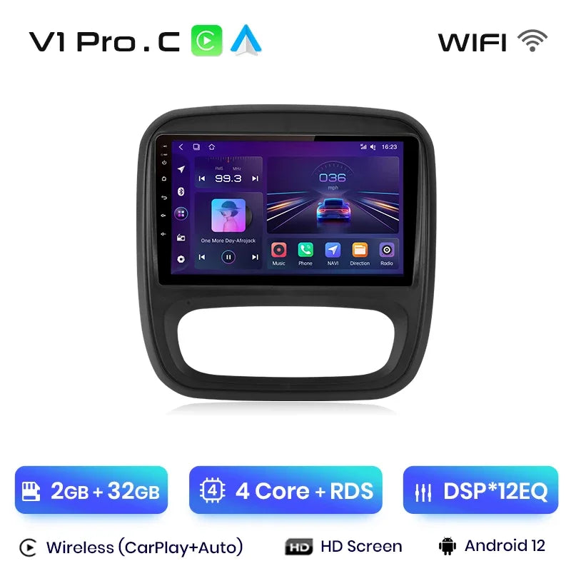 Autoradio CarPlay Renault Trafic 3 - Opel Vivaro B (2014-2021) – Système Android avec GPS, Navi, RDS et unité principale
