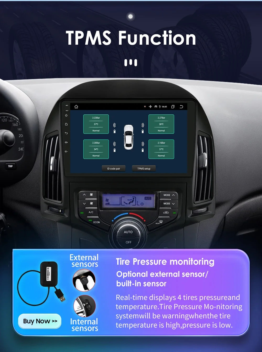 Autoradio Carplay Android 13 Hyundai i30 (2006 - 2011)