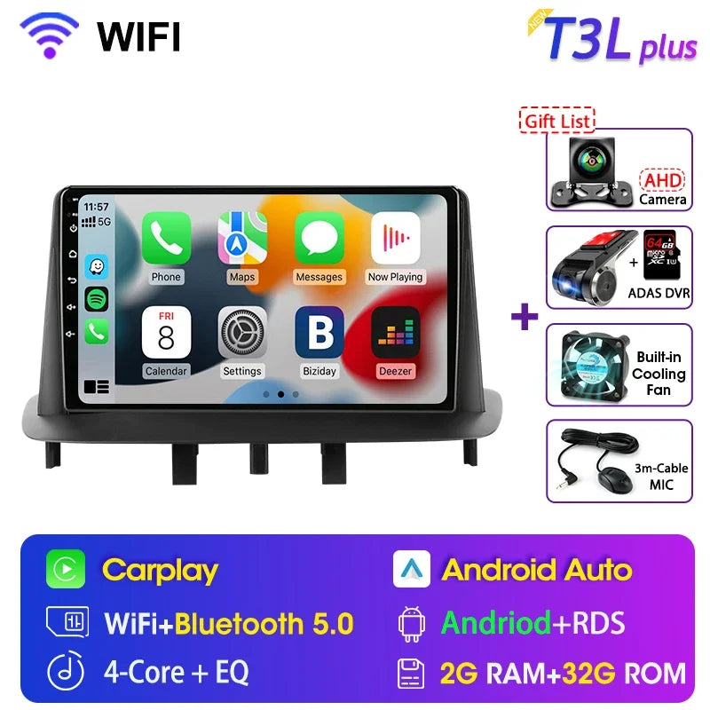 Radio con Carplay y Android Auto para Renault Mégane 3 y Fluence (años 2008 a 2014)