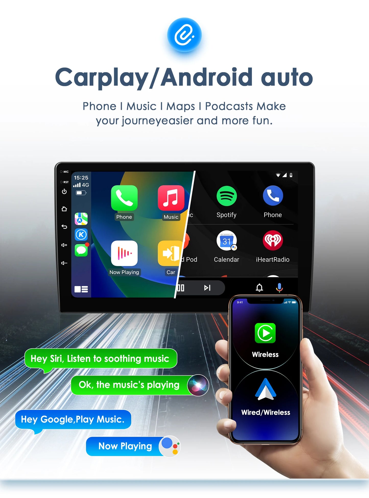 Autoradio Android 13 compatible Citroën C3 et DS3 (2010 à 2016) – Écran tactile multimédia avec GPS intégré, connexion 4G, CarPlay sans fil, Android Auto, Bluetooth et Wi-Fi.