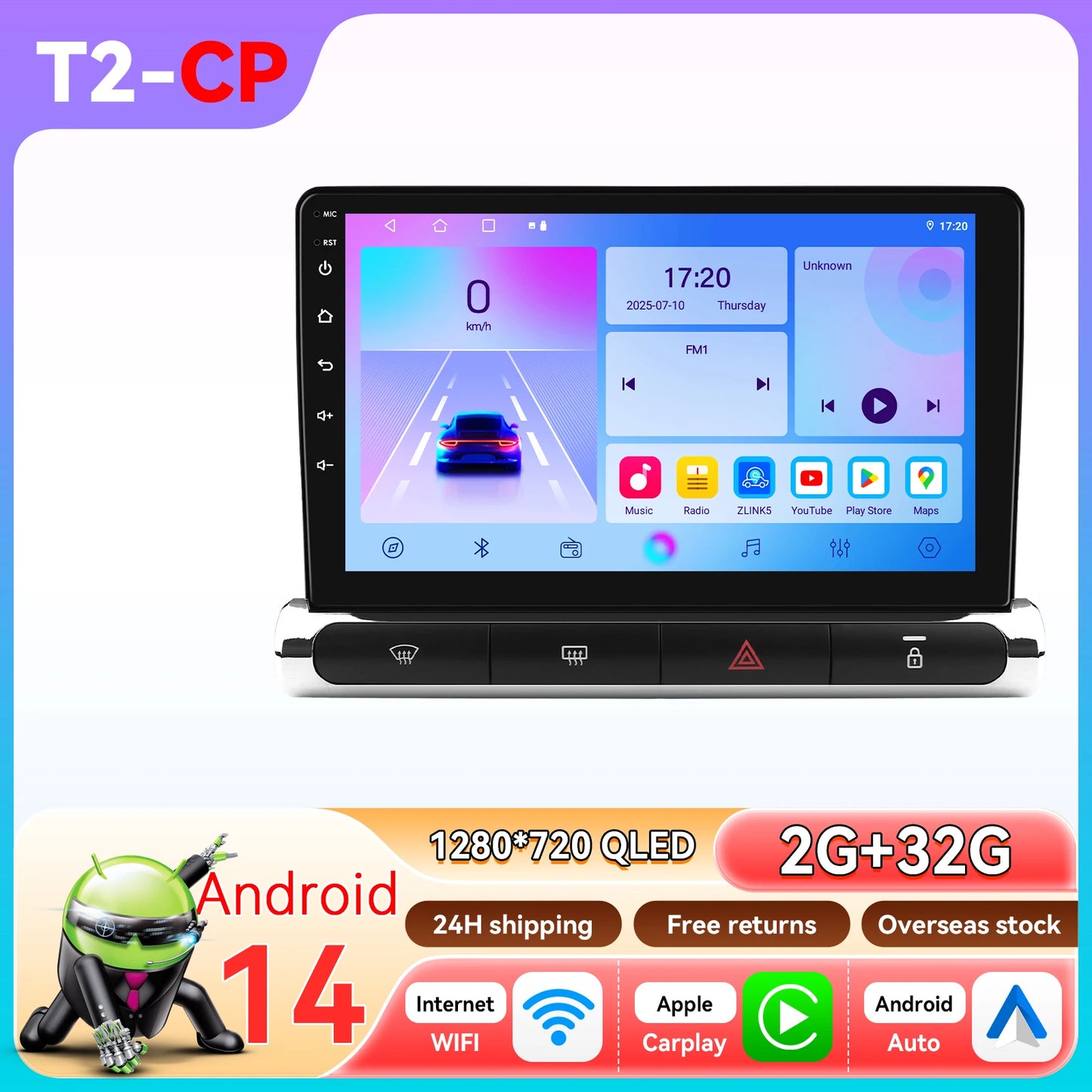 Autoradio , CarPlay et Android Aut sans fil, 4G, GPS, pour Citroën C3/C4 Aircross (2017–2023)