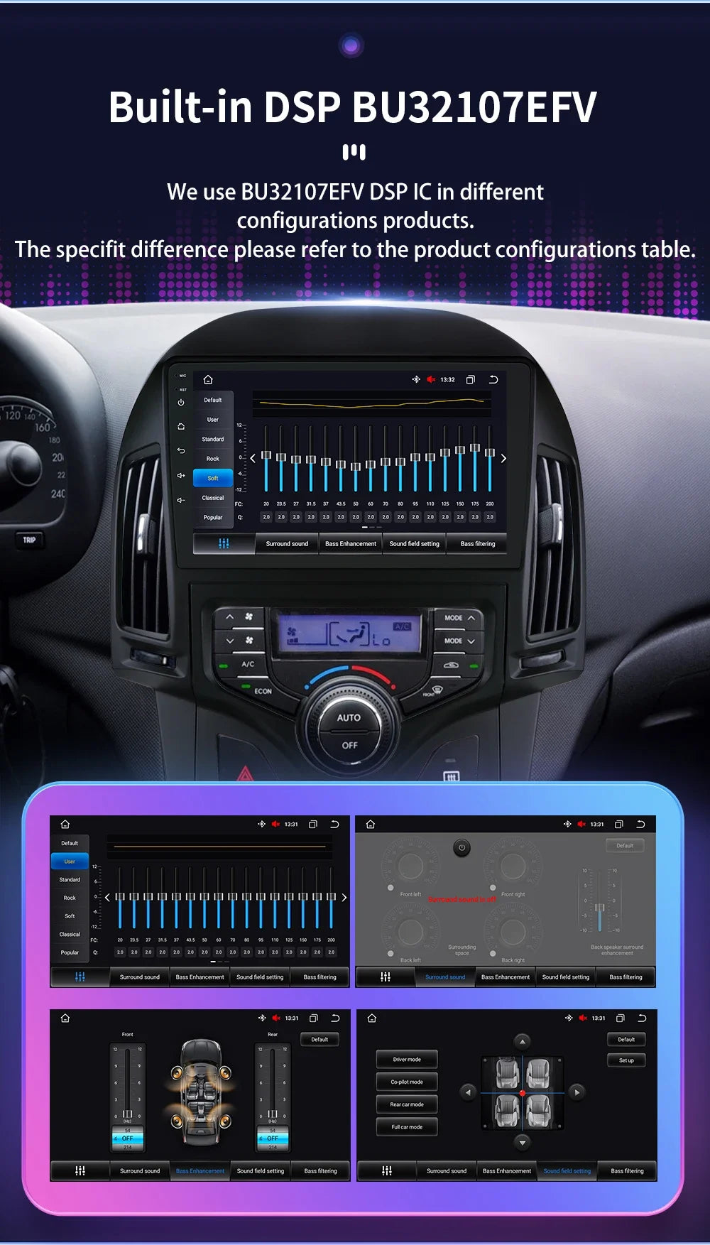 Autoradio Carplay Android 13 Hyundai i30 (2006 - 2011)