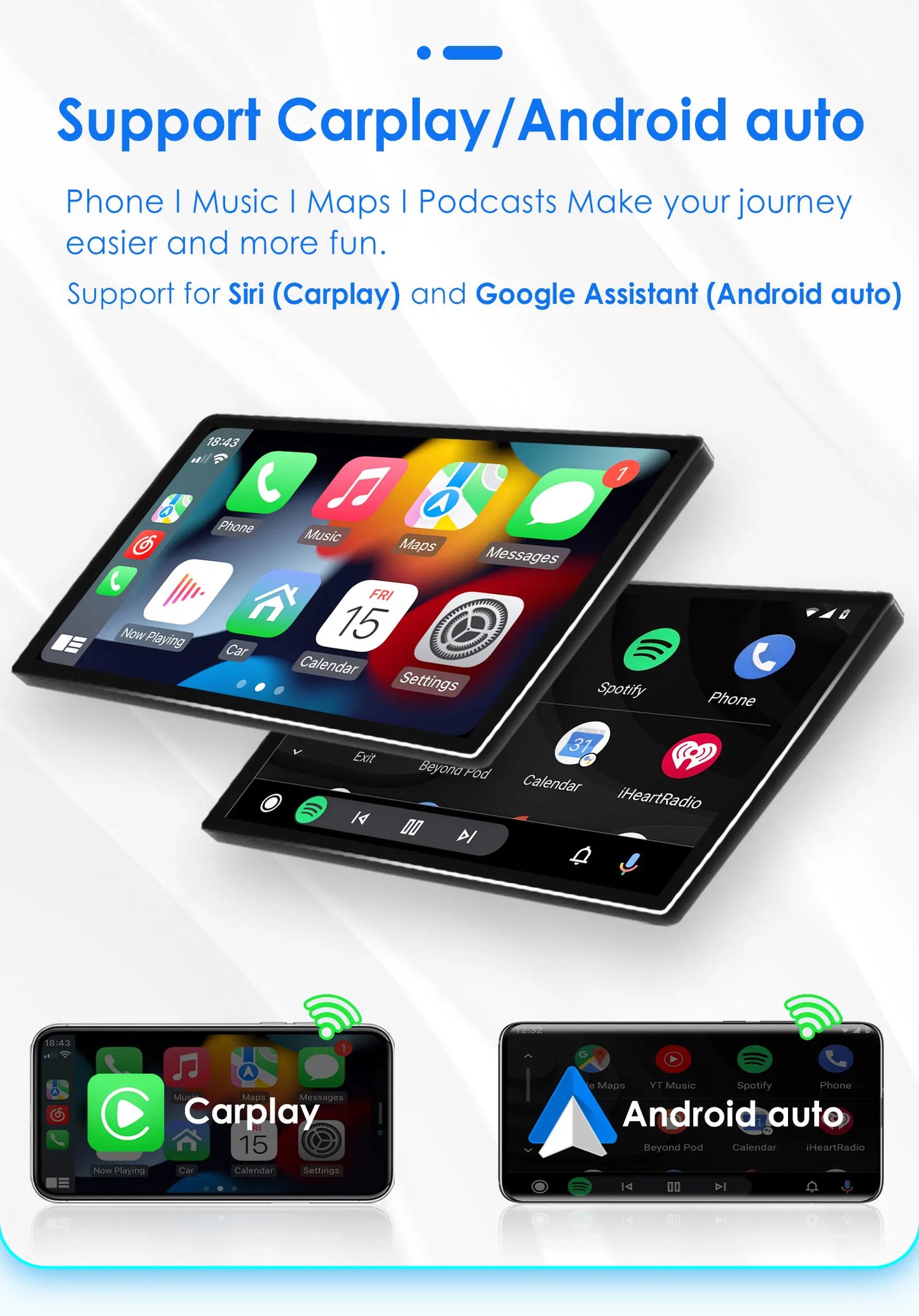 Autoradio CarPlay 2 DIN Android 13 pour Volkswagen Polo 5 (2008–2020)