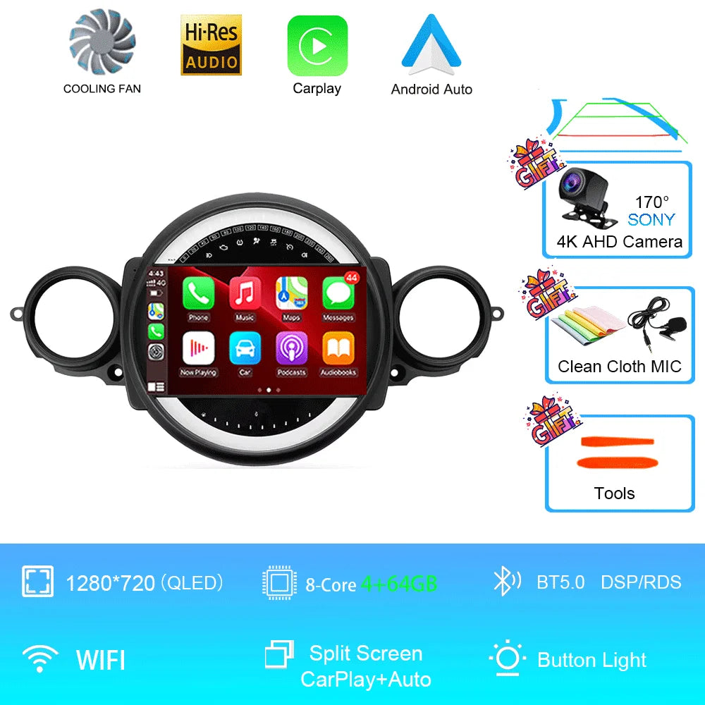 Autoradio Mini Cooper R56/R60/R51 (2006-2015) - GPS, CarPlay, Navigation, Stéréo, DSP, Bluetooth
