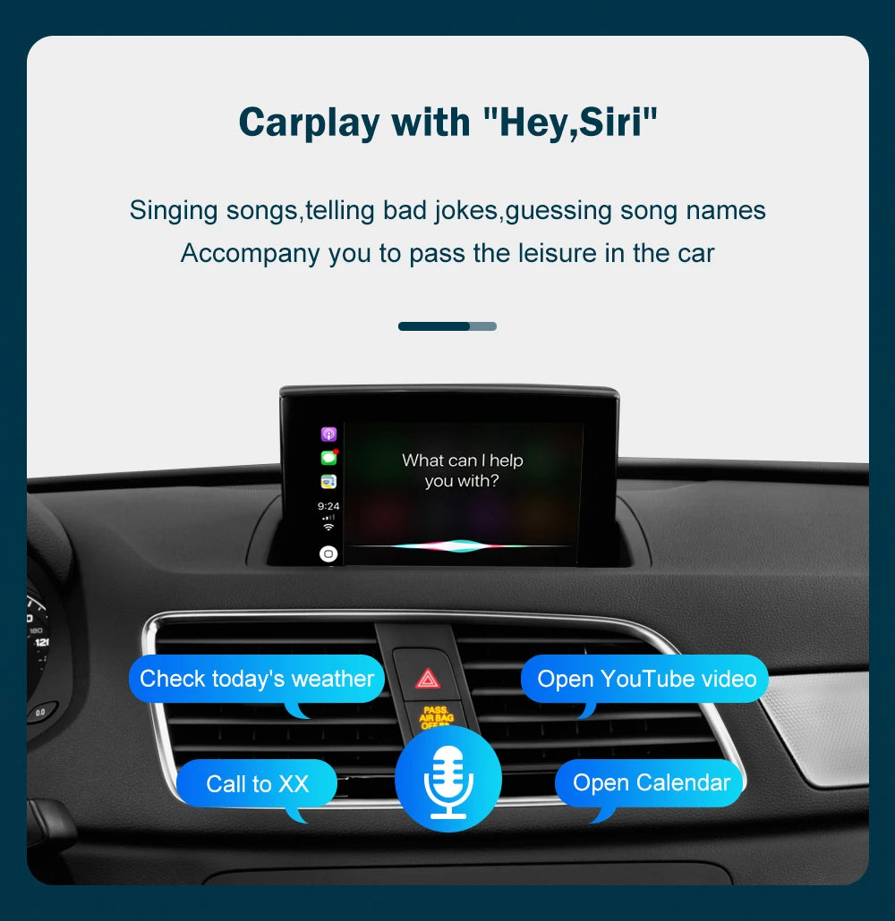 Autoradio écran avec CarPlay et Android Auto sans fil, compatible Audi A1 (2013-2018) et Q3 (2014-2018) – Systèmes RMC et HN+, avec Mirror Link et AirPlay.