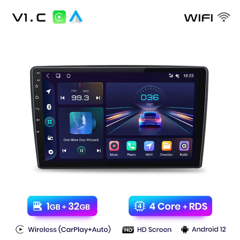 Autoradio sans fil avec CarPlay et Android Auto Citroën C5 (2008-2017), doté de RDS, 4G, Wi-Fi, GPS, double DIN et Bluetooth.