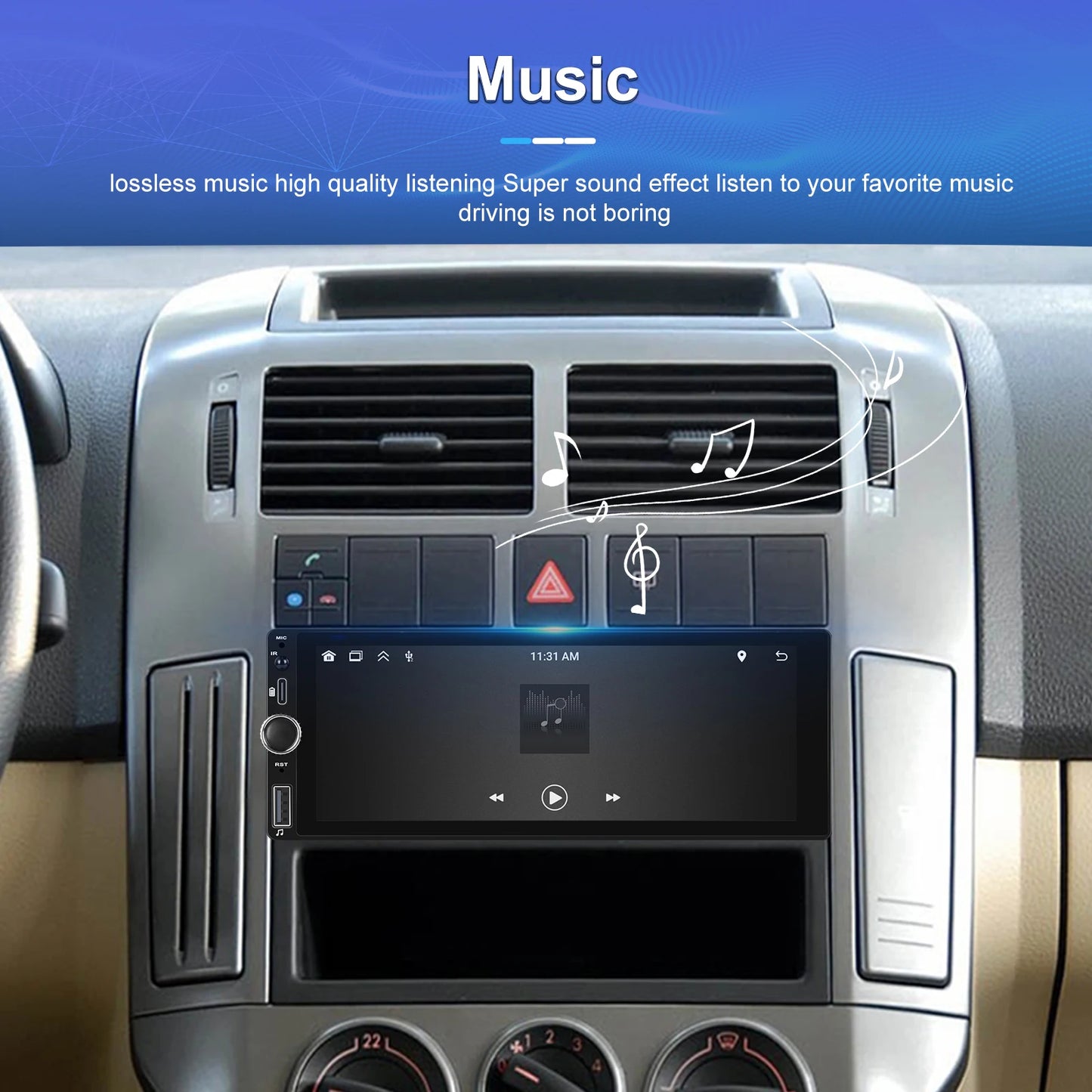 CarPlay Autoradio Android 1Din 6.86" GPS Navigation Player avec Android Auto, FM, WiFi, USB et Caméra de Recul