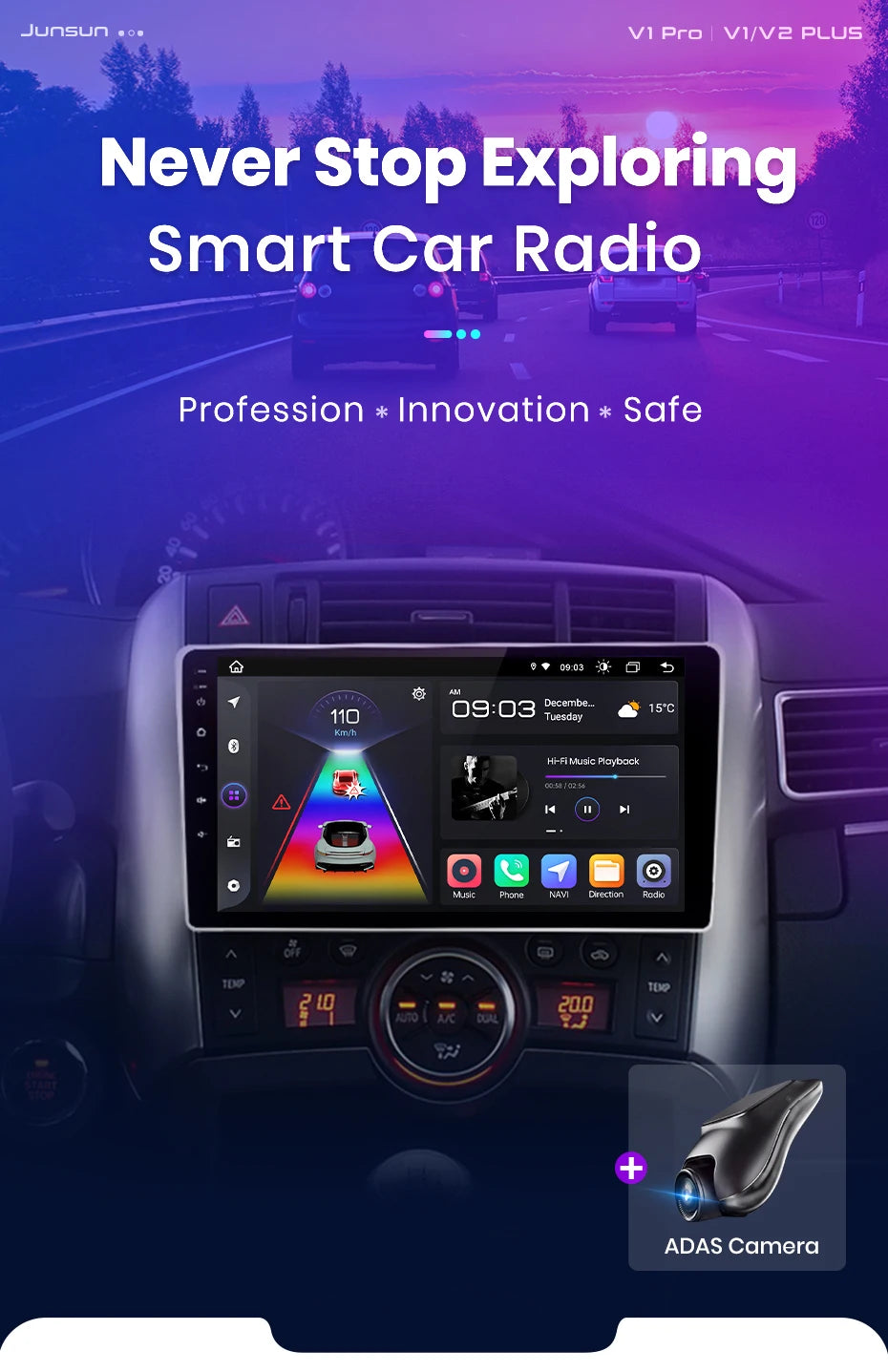 Autoradio CarPlay & Android Auto pour Toyota Verso R20 (2009-2018) Système Multimédia Intelligent avec GPS Intégré