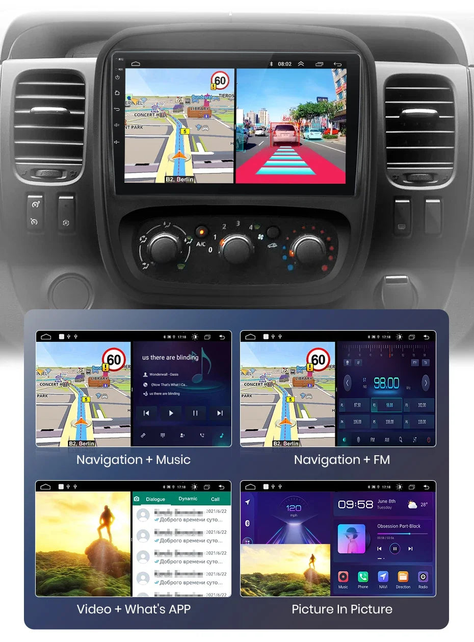 Autoradio CarPlay Renault Trafic 3 - Opel Vivaro B (2014-2021) – Système Android avec GPS, Navi, RDS et unité principale