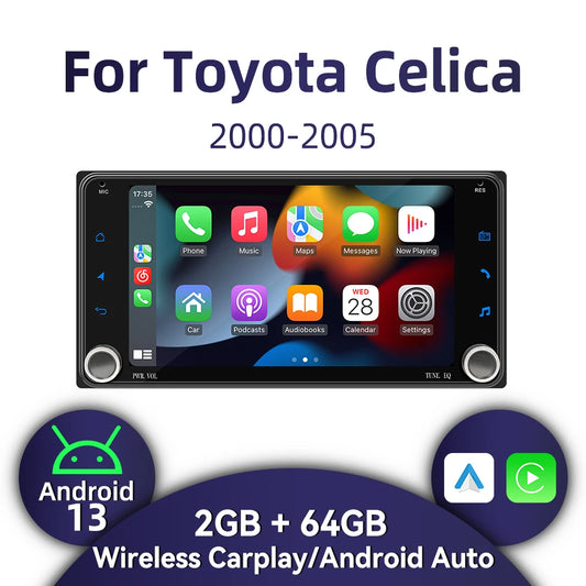 Carplay 2 Din Android Radio MultimediaToyota Celica 2000-2005  GPS Stereo Wifi